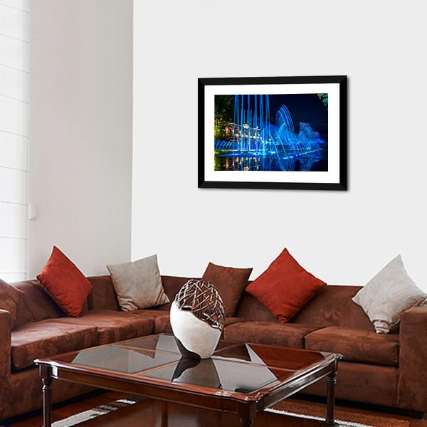 Blue Fountains Canvas Wall Art-3 Horizontal-Gallery Wrap-25" x 16"-Tiaracle