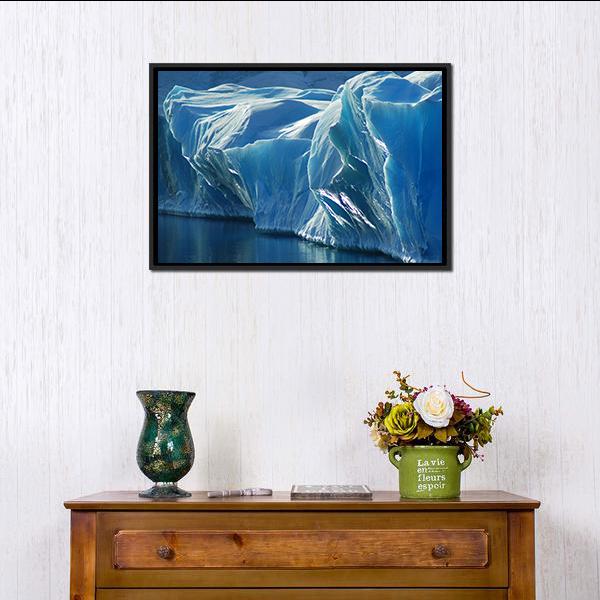 Blue Ice Canvas Wall Art-1 Piece-Floating Frame-24" x 16"-Tiaracle