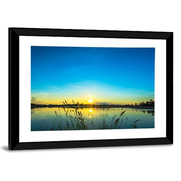 Blue Sky At Calm Lake Canvas Wall Art-3 Horizontal-Gallery Wrap-25" x 16"-Tiaracle