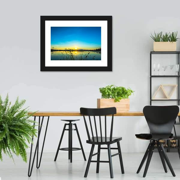 Blue Sky At Calm Lake Canvas Wall Art-3 Horizontal-Gallery Wrap-25" x 16"-Tiaracle