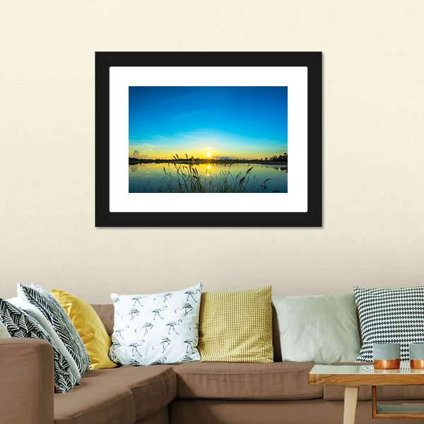 Blue Sky At Calm Lake Canvas Wall Art-3 Horizontal-Gallery Wrap-25" x 16"-Tiaracle