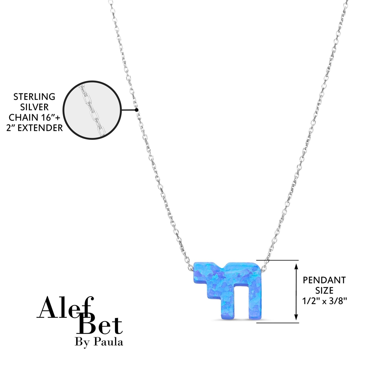 Blaue Opal-Chai-Halskette an Silberkette