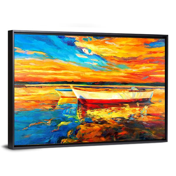 Boat & Sea Abstract Canvas Wall Art-3 Horizontal-Gallery Wrap-25" x 16"-Tiaracle