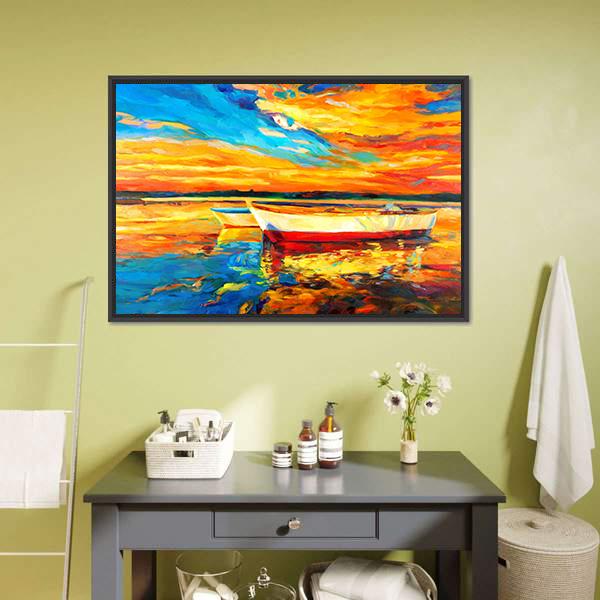 Boat & Sea Abstract Canvas Wall Art-3 Horizontal-Gallery Wrap-25" x 16"-Tiaracle