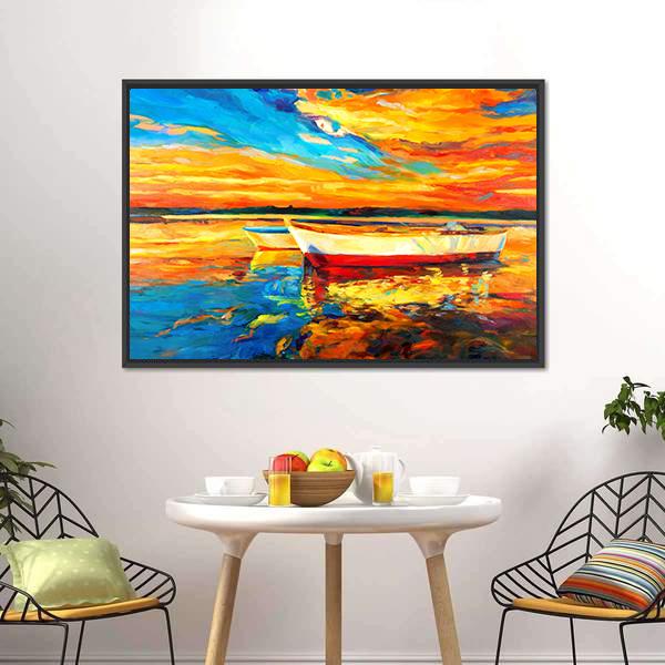 Boat & Sea Abstract Canvas Wall Art-3 Horizontal-Gallery Wrap-25" x 16"-Tiaracle