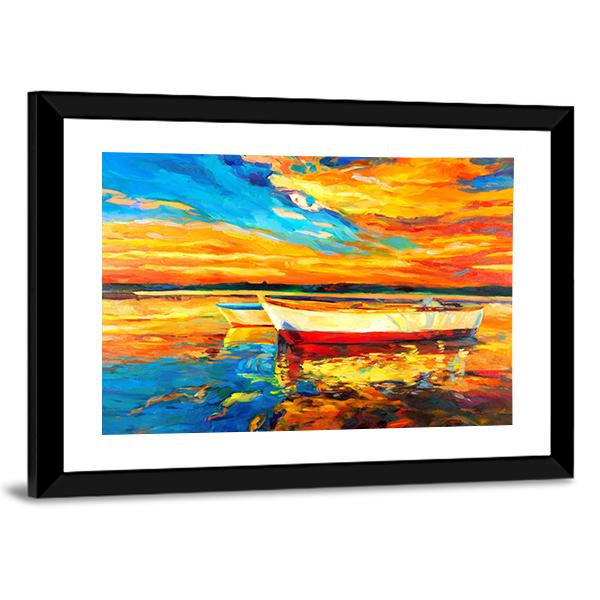 Boat & Sea Abstract Canvas Wall Art-3 Horizontal-Gallery Wrap-25" x 16"-Tiaracle