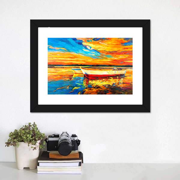 Boat & Sea Abstract Canvas Wall Art-1 Piece-Framed Print-20" x 16"-Tiaracle