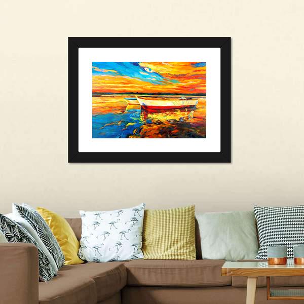 Boat & Sea Abstract Canvas Wall Art-3 Horizontal-Gallery Wrap-25" x 16"-Tiaracle