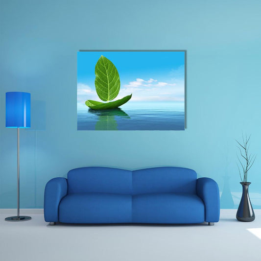 Boat Of Leaves Canvas Wall Art-1 Piece-Gallery Wrap-48" x 32"-Tiaracle