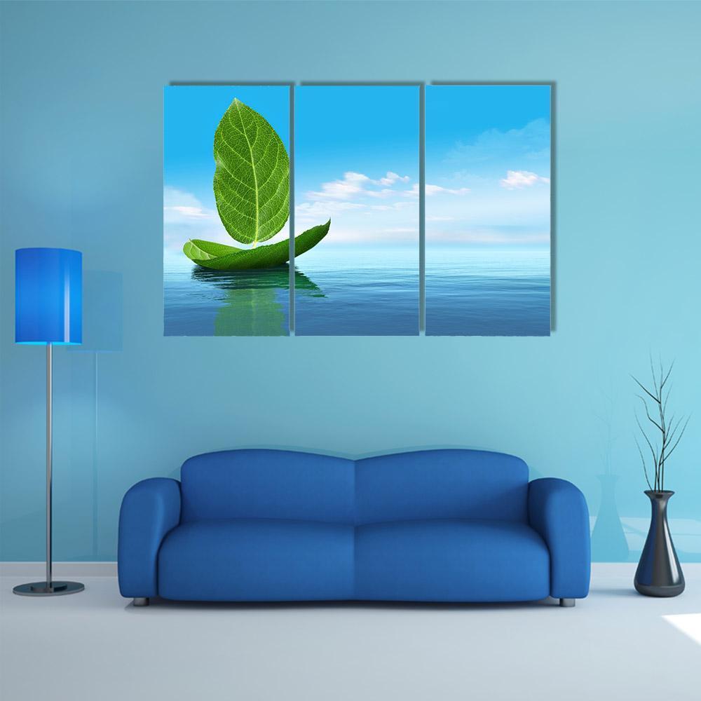Boat Of Leaves Canvas Wall Art-3 Horizontal-Gallery Wrap-37" x 24"-Tiaracle