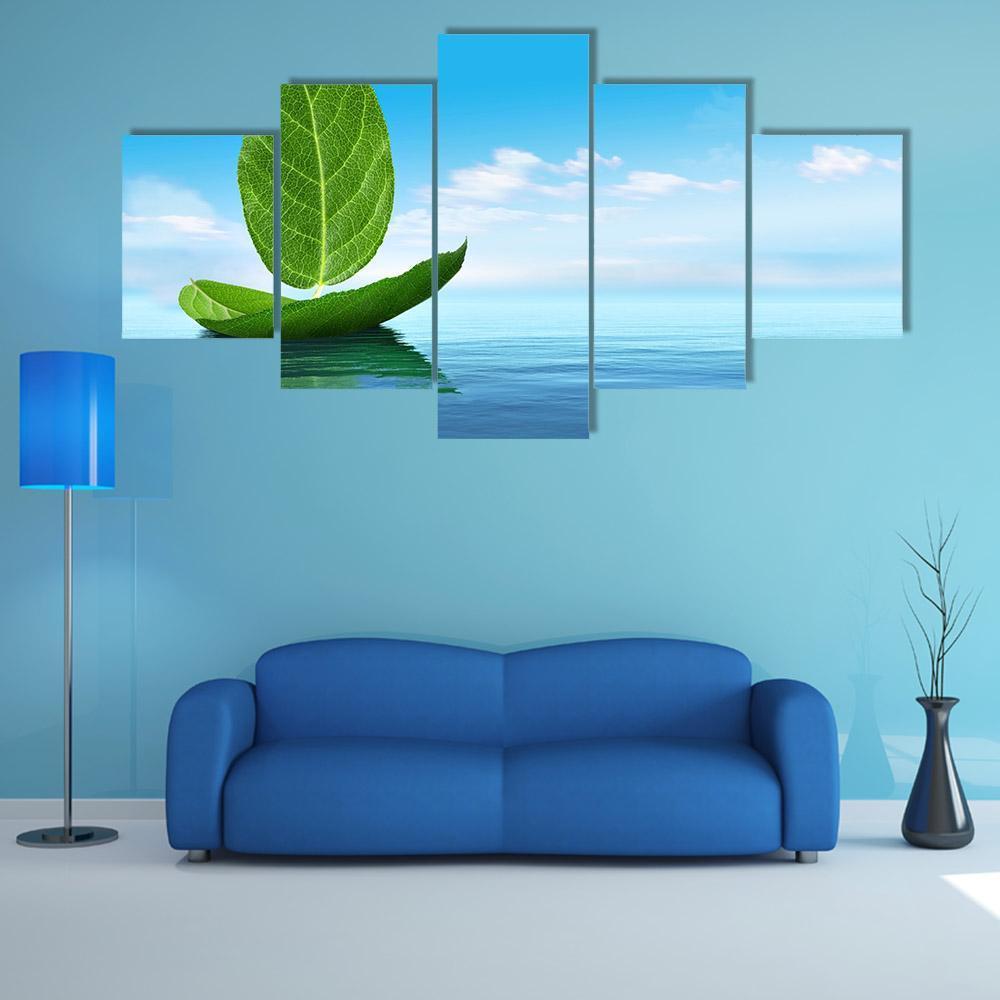 Boat Of Leaves Canvas Wall Art-5 Star-Gallery Wrap-62" x 32"-Tiaracle