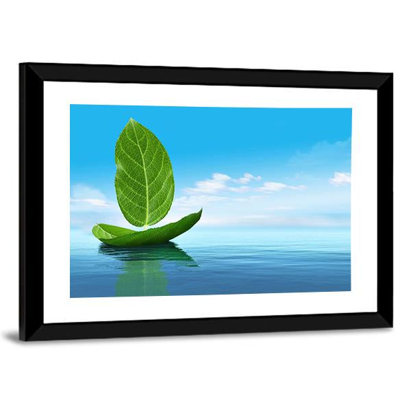 Boat Of Leaves Canvas Wall Art-3 Horizontal-Gallery Wrap-25" x 16"-Tiaracle