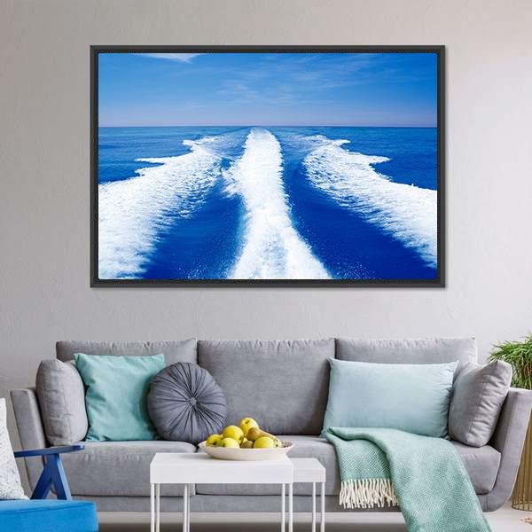 Boat Wake Prop Wash Canvas Wall Art-1 Piece-Floating Frame-24" x 16"-Tiaracle