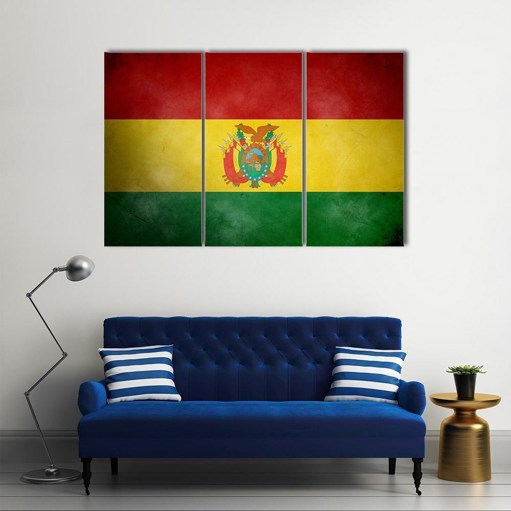 Bolivia Flag Canvas Wall Art-3 Horizontal-Gallery Wrap-37" x 24"-Tiaracle