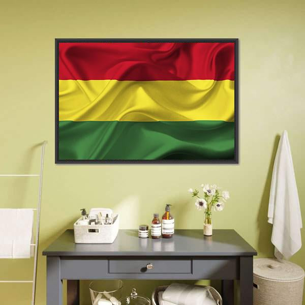 Bolivia Waving Flag Canvas Wall Art-3 Horizontal-Gallery Wrap-25" x 16"-Tiaracle