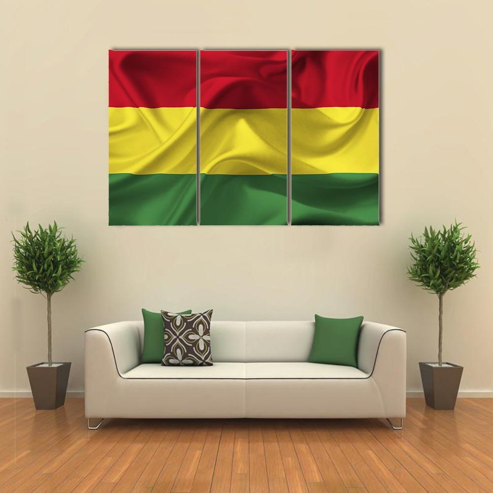 Bolivia Waving Flag Canvas Wall Art-3 Horizontal-Gallery Wrap-37" x 24"-Tiaracle