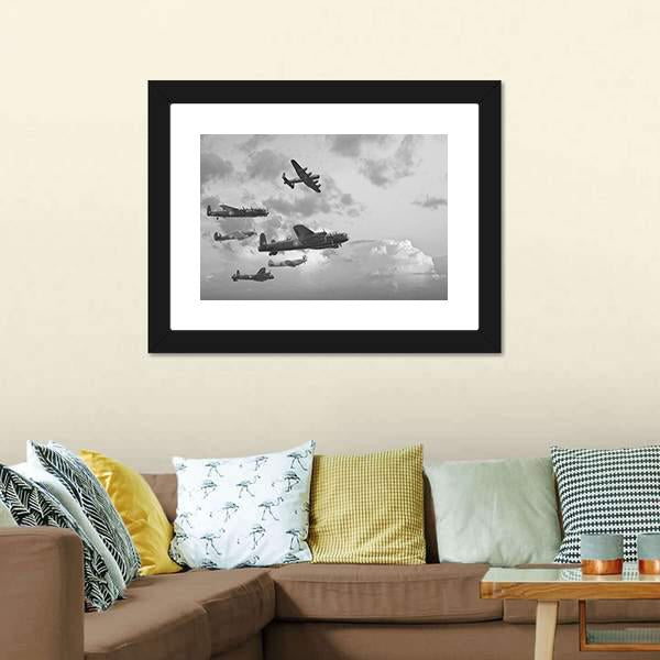 Bombers In World War ll Canvas Wall Art-3 Horizontal-Gallery Wrap-25" x 16"-Tiaracle