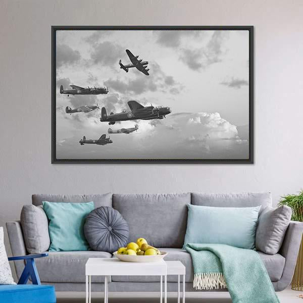 Bombers In World War ll Canvas Wall Art-3 Horizontal-Gallery Wrap-25" x 16"-Tiaracle