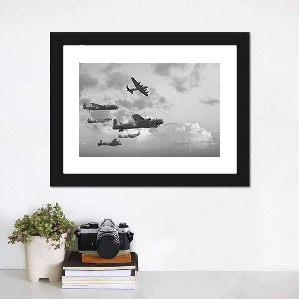 Bombers In World War ll Canvas Wall Art-1 Piece-Framed Print-20" x 16"-Tiaracle