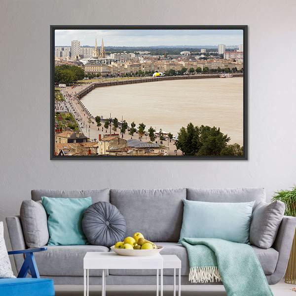 Bordeaux Dockside France Canvas Wall Art-3 Horizontal-Gallery Wrap-25" x 16"-Tiaracle