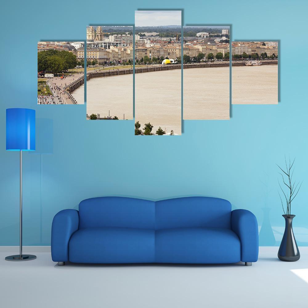Bordeaux Dockside France Canvas Wall Art-5 Star-Gallery Wrap-62" x 32"-Tiaracle