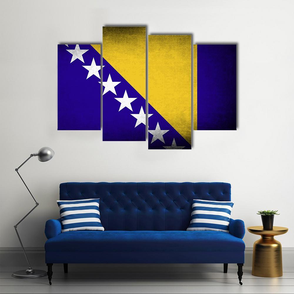 Bosnia & Herzegovina Flag Canvas Wall Art-4 Pop-Gallery Wrap-50" x 32"-Tiaracle
