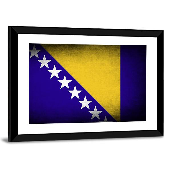 Bosnia & Herzegovina Flag Canvas Wall Art-3 Horizontal-Gallery Wrap-25" x 16"-Tiaracle