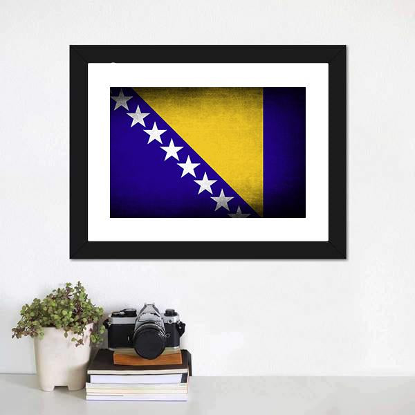 Bosnia & Herzegovina Flag Canvas Wall Art-1 Piece-Framed Print-20" x 16"-Tiaracle