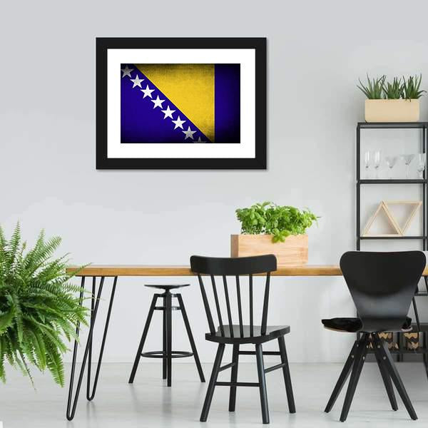 Bosnia & Herzegovina Flag Canvas Wall Art-3 Horizontal-Gallery Wrap-25" x 16"-Tiaracle