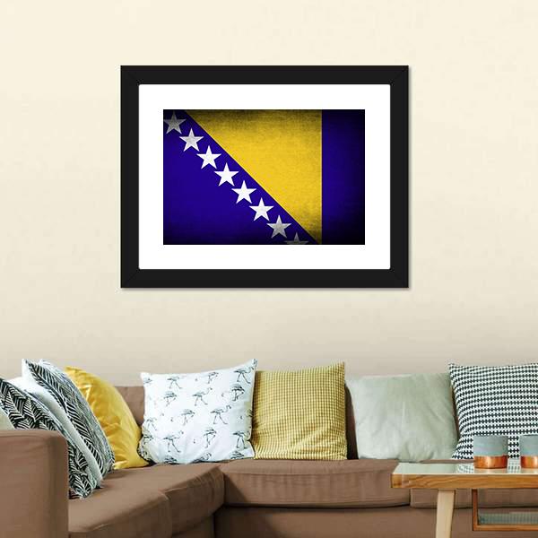 Bosnia & Herzegovina Flag Canvas Wall Art-3 Horizontal-Gallery Wrap-25" x 16"-Tiaracle