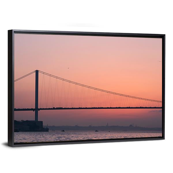 Bosphorus Bridge At Sunset Canvas Wall Art-3 Horizontal-Gallery Wrap-25" x 16"-Tiaracle