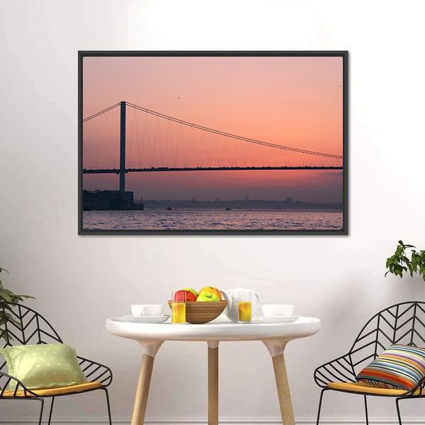 Bosphorus Bridge At Sunset Canvas Wall Art-3 Horizontal-Gallery Wrap-25" x 16"-Tiaracle