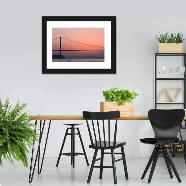 Bosphorus Bridge At Sunset Canvas Wall Art-3 Horizontal-Gallery Wrap-25" x 16"-Tiaracle