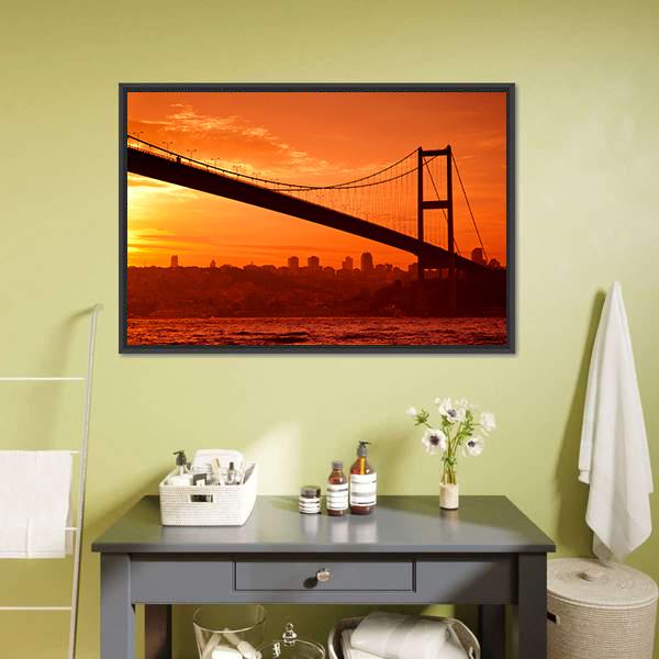 Bosphorus Bridge Canvas Wall Art-3 Horizontal-Gallery Wrap-25" x 16"-Tiaracle