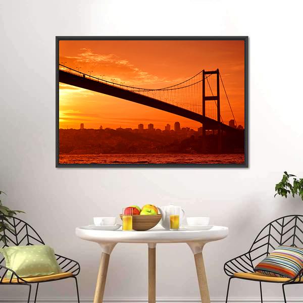 Bosphorus Bridge Canvas Wall Art-3 Horizontal-Gallery Wrap-25" x 16"-Tiaracle