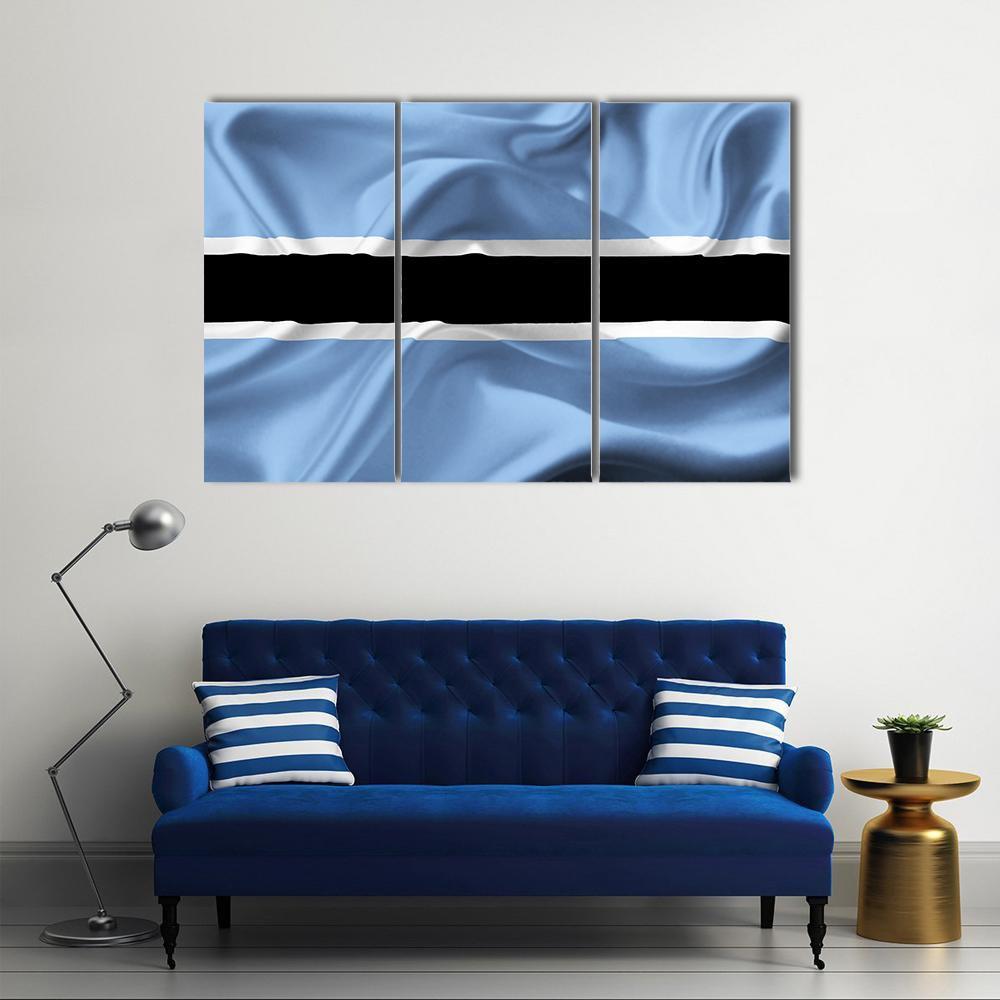 Botswana Waving Flag Canvas Wall Art-3 Horizontal-Gallery Wrap-37" x 24"-Tiaracle