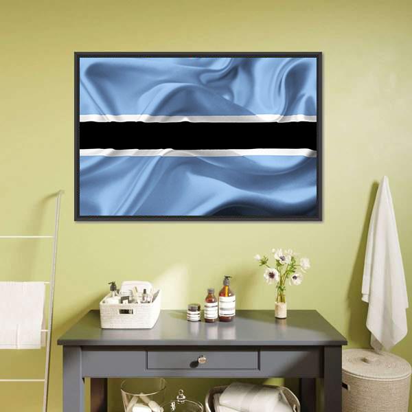 Botswana Waving Flag Canvas Wall Art-3 Horizontal-Gallery Wrap-25" x 16"-Tiaracle