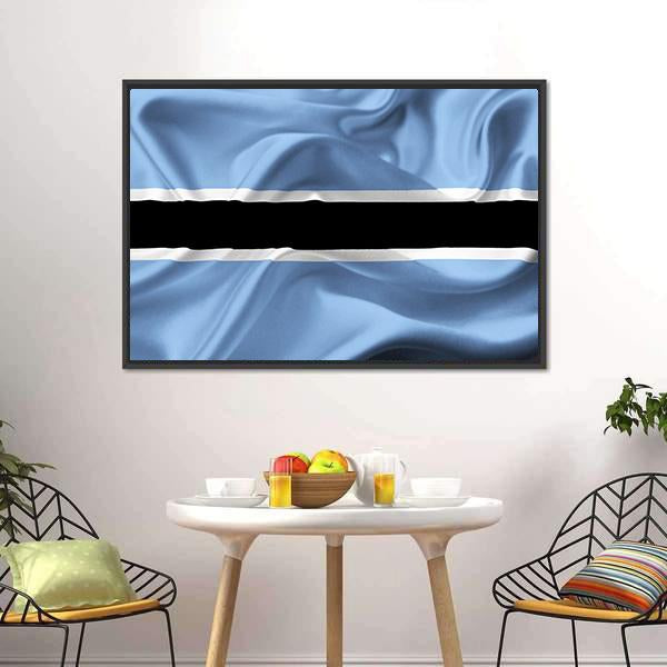 Botswana Waving Flag Canvas Wall Art-3 Horizontal-Gallery Wrap-25" x 16"-Tiaracle