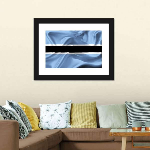 Botswana Waving Flag Canvas Wall Art-3 Horizontal-Gallery Wrap-25" x 16"-Tiaracle