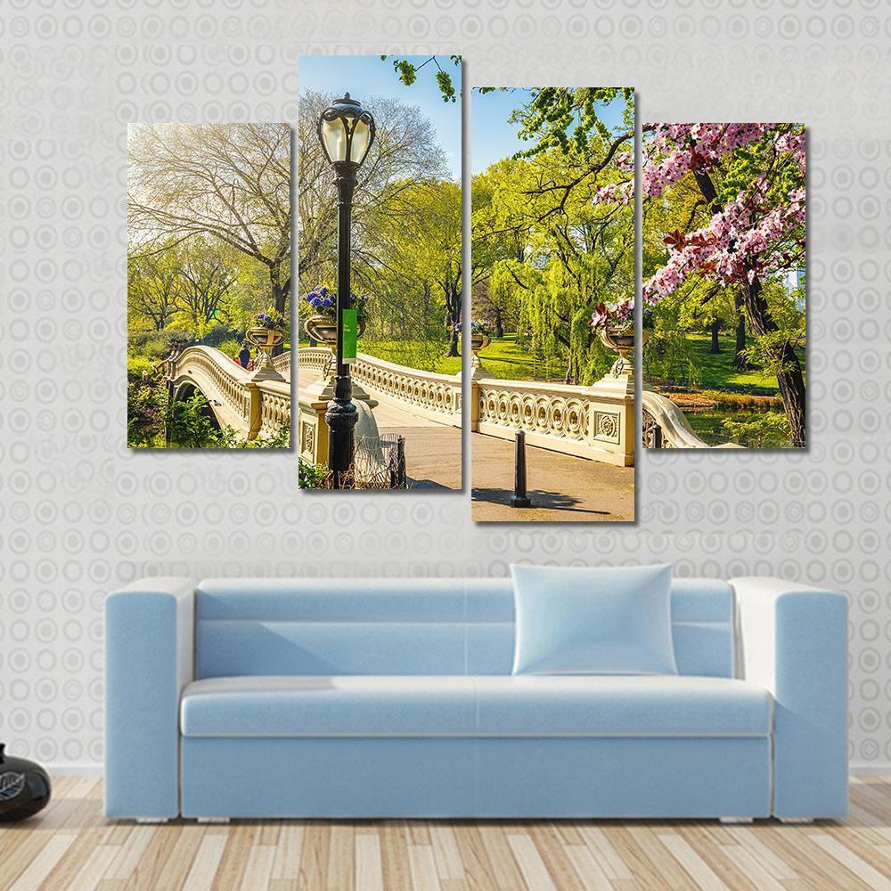 Bow Bridge In Central Park Canvas Wall Art-4 Pop-Gallery Wrap-50" x 32"-Tiaracle