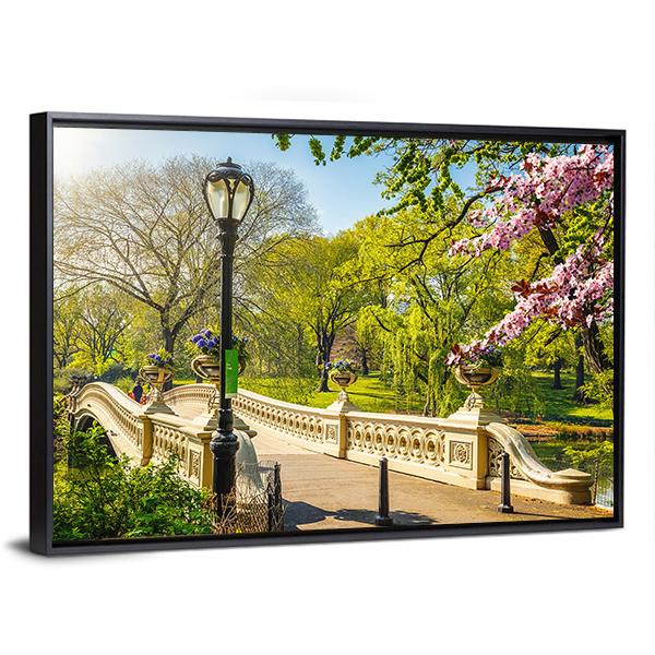 Bow Bridge In Central Park Canvas Wall Art-3 Horizontal-Gallery Wrap-25" x 16"-Tiaracle