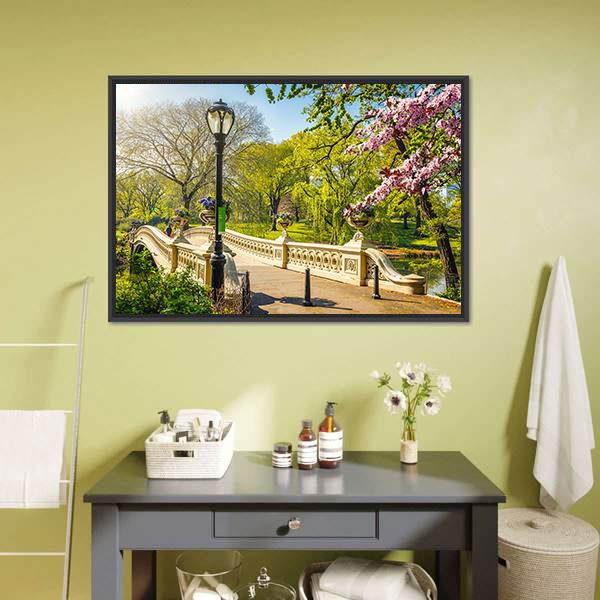 Bow Bridge In Central Park Canvas Wall Art-3 Horizontal-Gallery Wrap-25" x 16"-Tiaracle