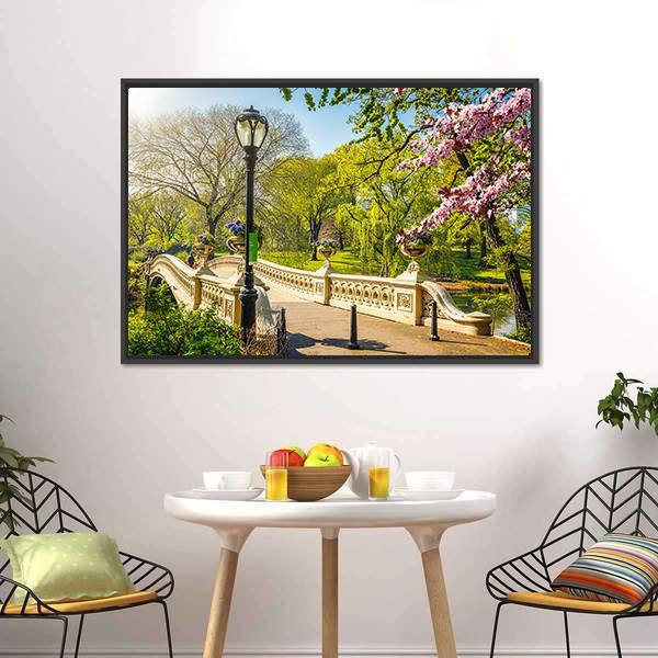 Bow Bridge In Central Park Canvas Wall Art-3 Horizontal-Gallery Wrap-25" x 16"-Tiaracle