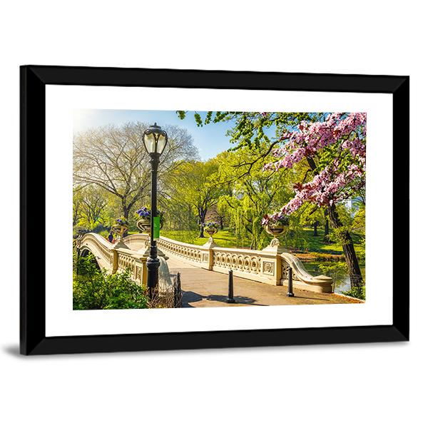 Bow Bridge In Central Park Canvas Wall Art-3 Horizontal-Gallery Wrap-25" x 16"-Tiaracle