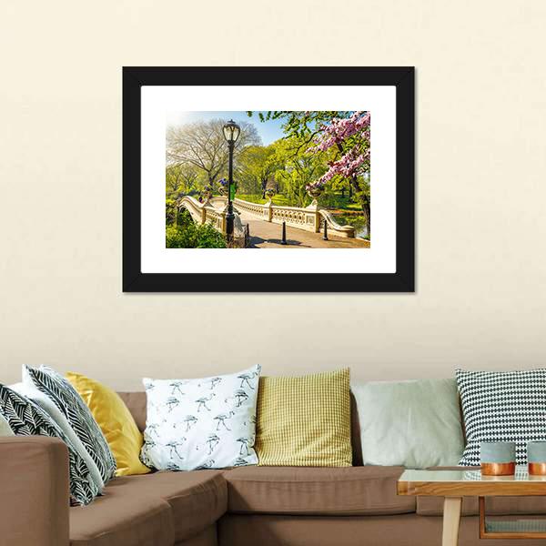 Bow Bridge In Central Park Canvas Wall Art-3 Horizontal-Gallery Wrap-25" x 16"-Tiaracle