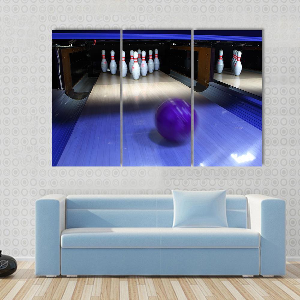 Bowling Ball & Pins Canvas Wall Art-3 Horizontal-Gallery Wrap-37" x 24"-Tiaracle