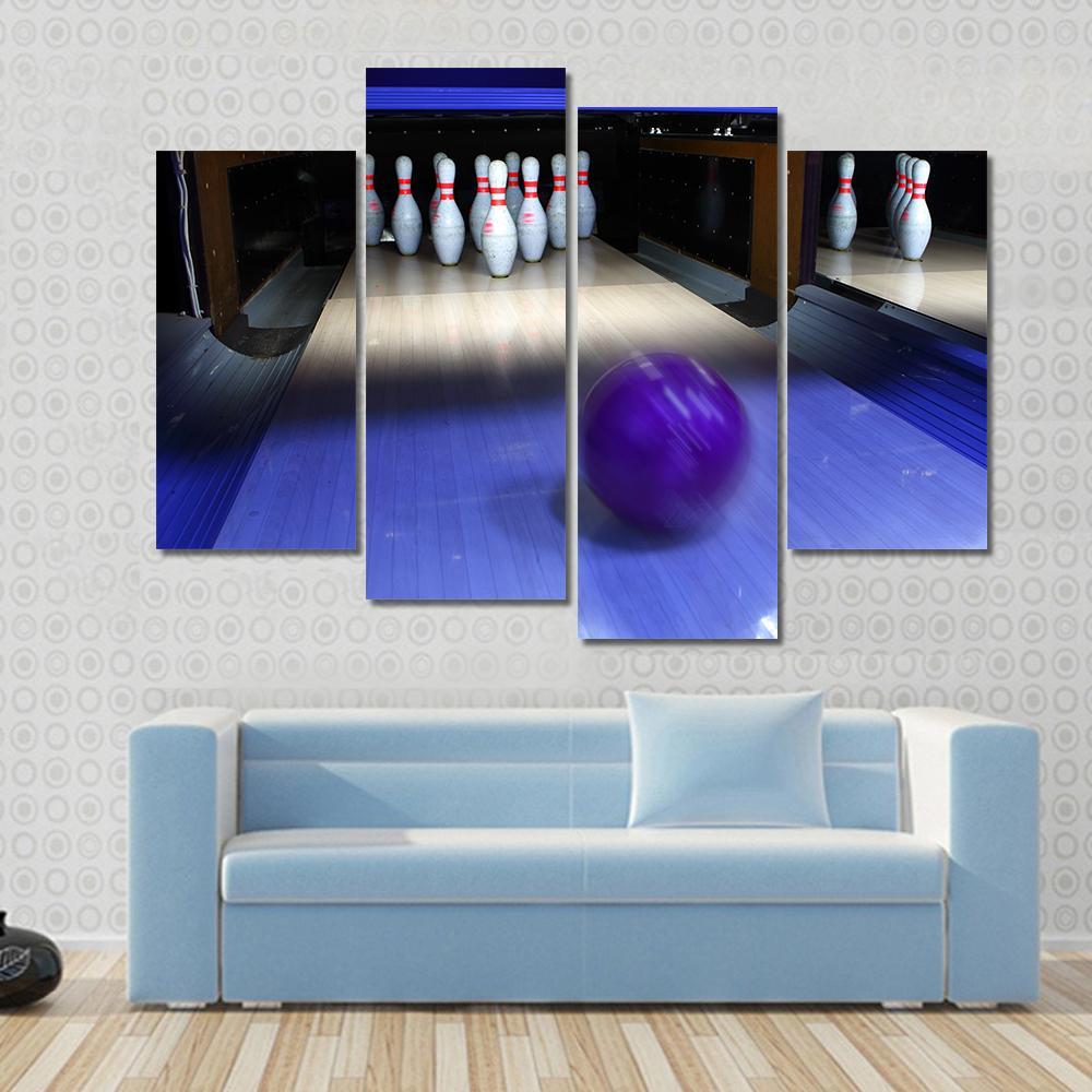 Bowling Ball & Pins Canvas Wall Art-4 Pop-Gallery Wrap-50" x 32"-Tiaracle