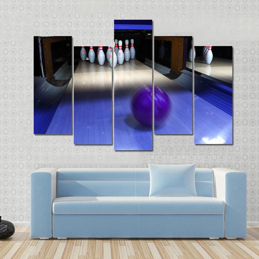 Bowling Ball & Pins Canvas Wall Art-5 Pop-Gallery Wrap-47" x 32"-Tiaracle