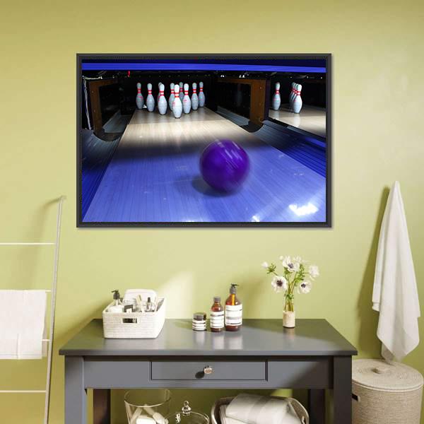 Bowling Ball & Pins Canvas Wall Art-3 Horizontal-Gallery Wrap-25" x 16"-Tiaracle