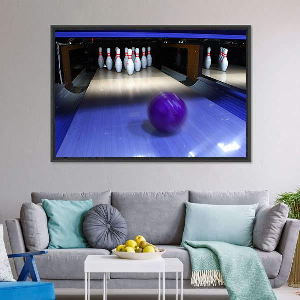 Bowling Ball & Pins Canvas Wall Art-1 Piece-Floating Frame-24" x 16"-Tiaracle